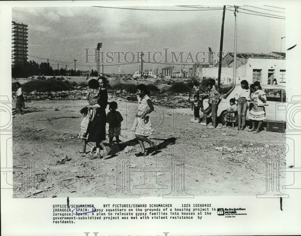 Gypsies on the grounds of a housing project in Zaragoza, Spain-Historic Images