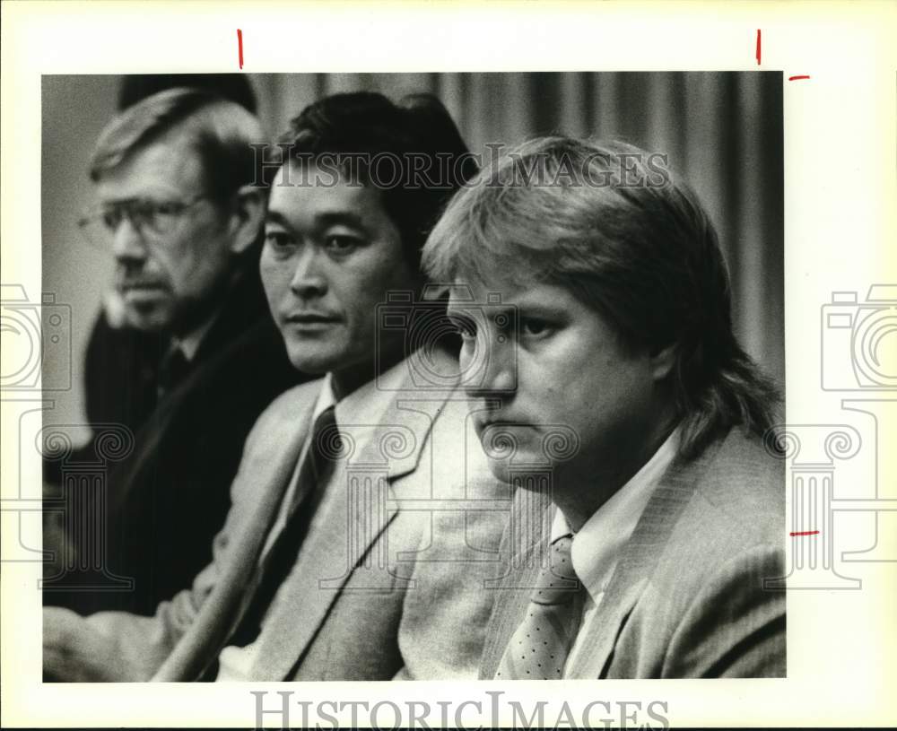 1988 Drs Kennedy, Chanh and Dreesman at AIDS press conference, Texas-Historic Images