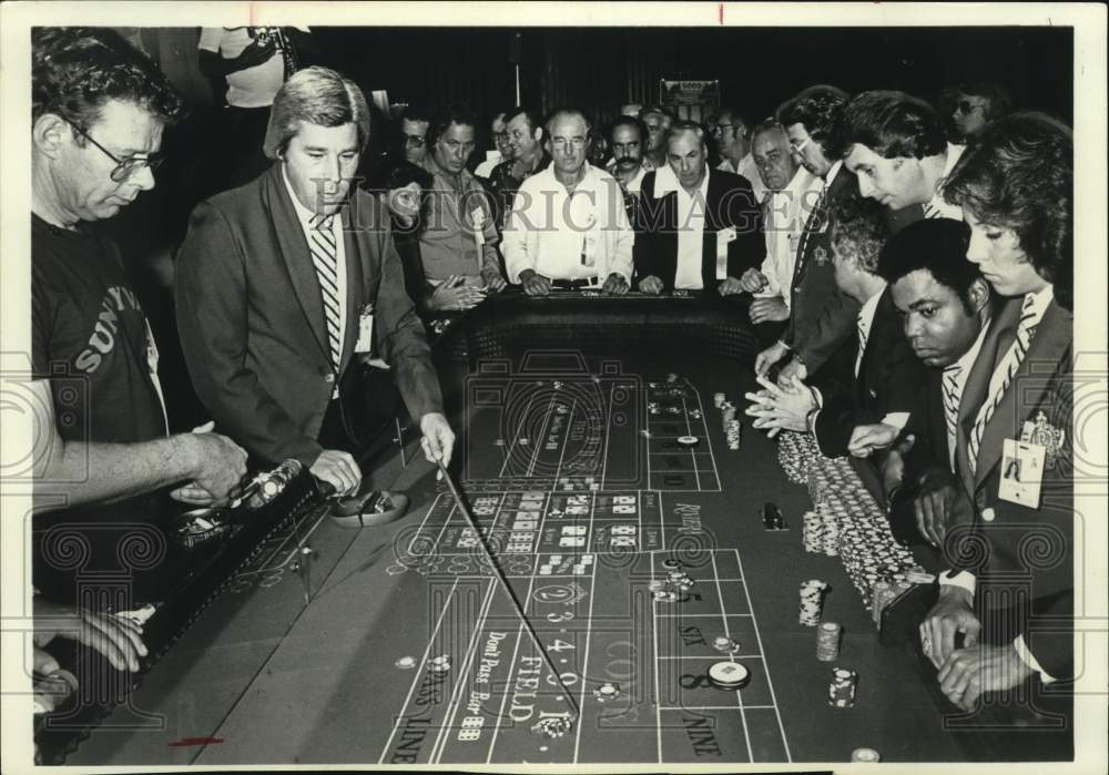 Players betting at a casino table in Las Vegas, Nevada-Historic Images