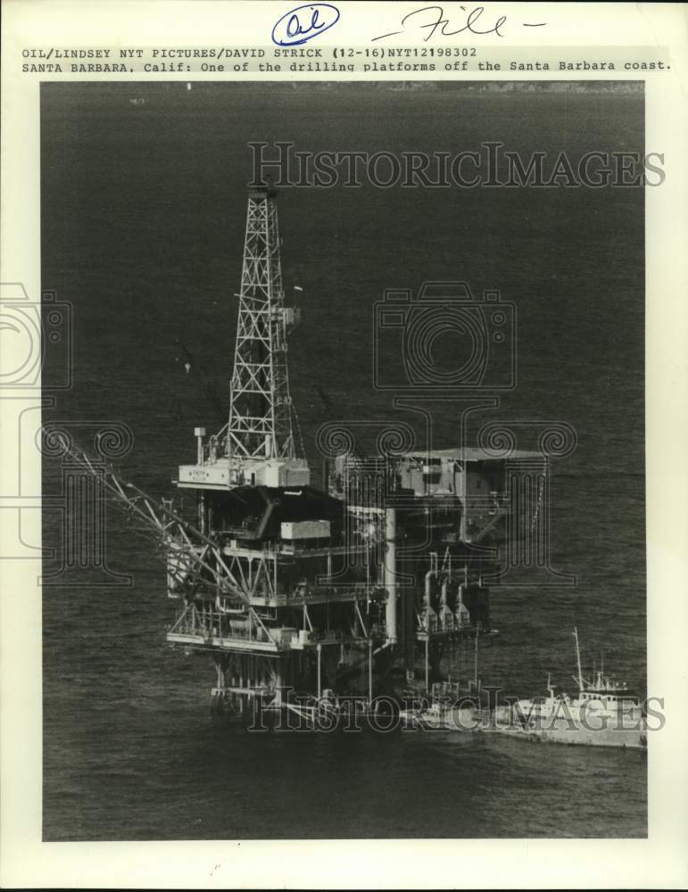 1983 One of the drilling platforms off the Santa Barbara, California-Historic Images