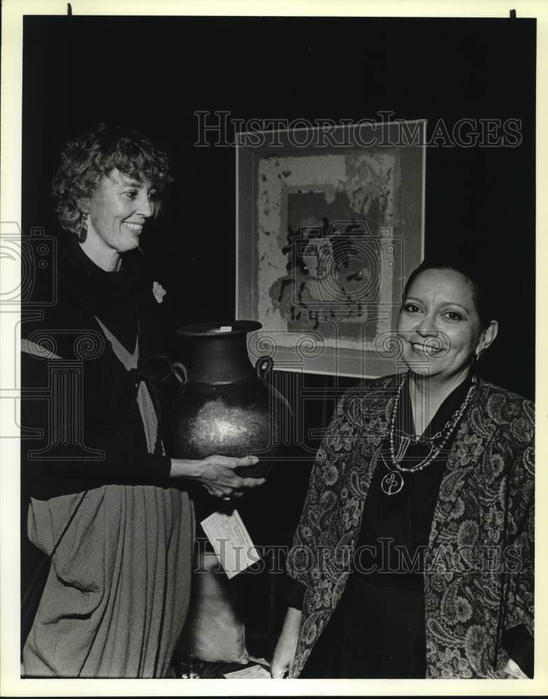 1988 Pam Ameduri Jenkins &amp; Cecilia Hancock displaying their artwork-Historic Images