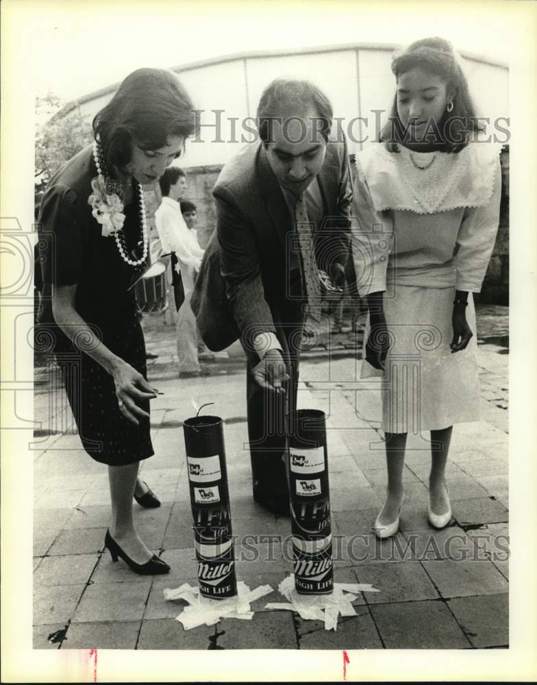 1985 Target 90 Lighting of Giant Fireworks at Villita Juarez Plaza-Historic Images