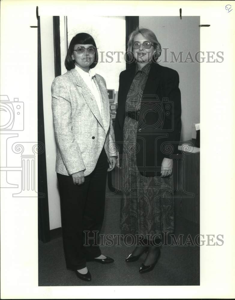 1991 Ofelia Garza & Sylvia Hilbig at Women's Center Orientation-Historic Images
