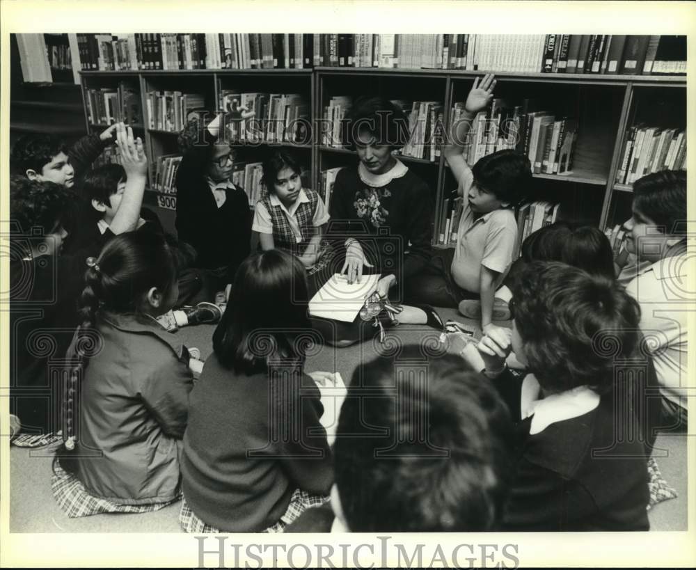1985 Mary Alice Cisneros at St. Martin Hall Elementary, Texas-Historic Images