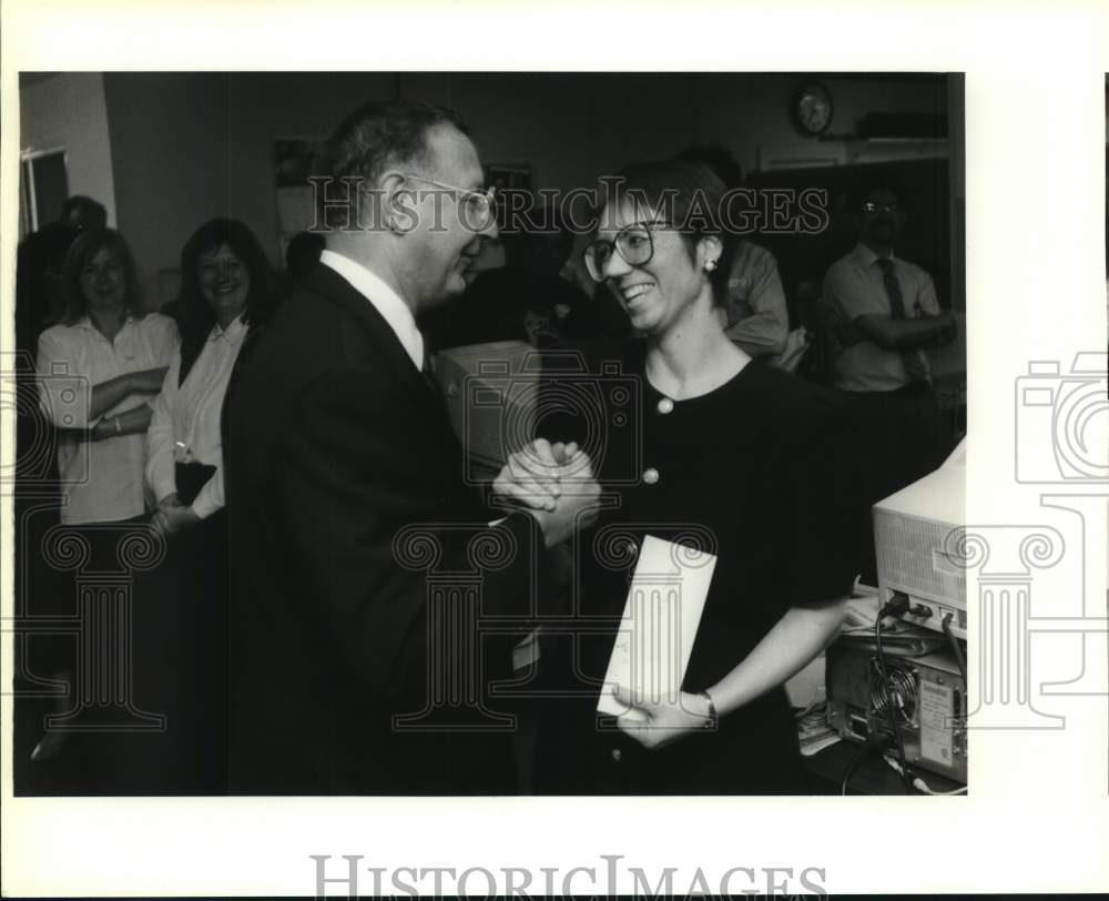 1994 Bob Danzig presents Ann Hilbig with Hearst Eagle Award-Historic Images