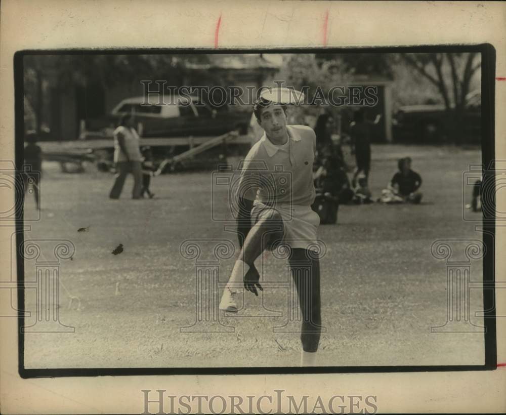 City Councilman Henry Cisneros playing in frisbee contest, Texas-Historic Images