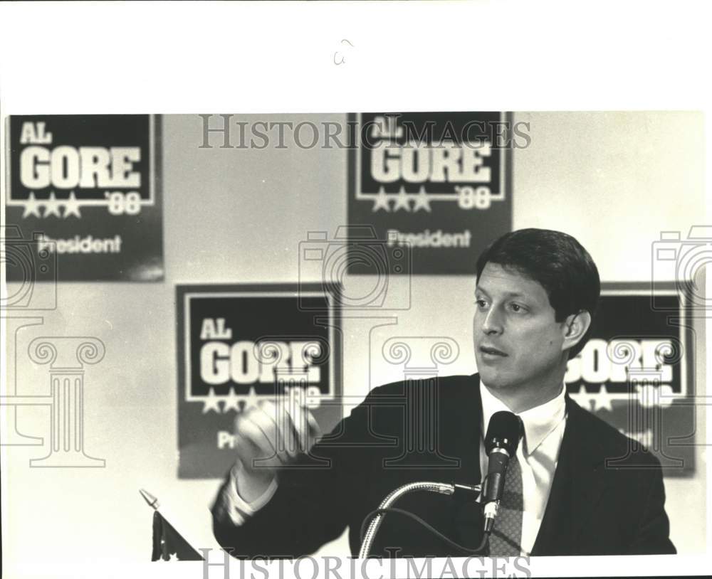 1988 Presidential Candidate Al Gore Speaking At San Antonio Airport-Historic Images