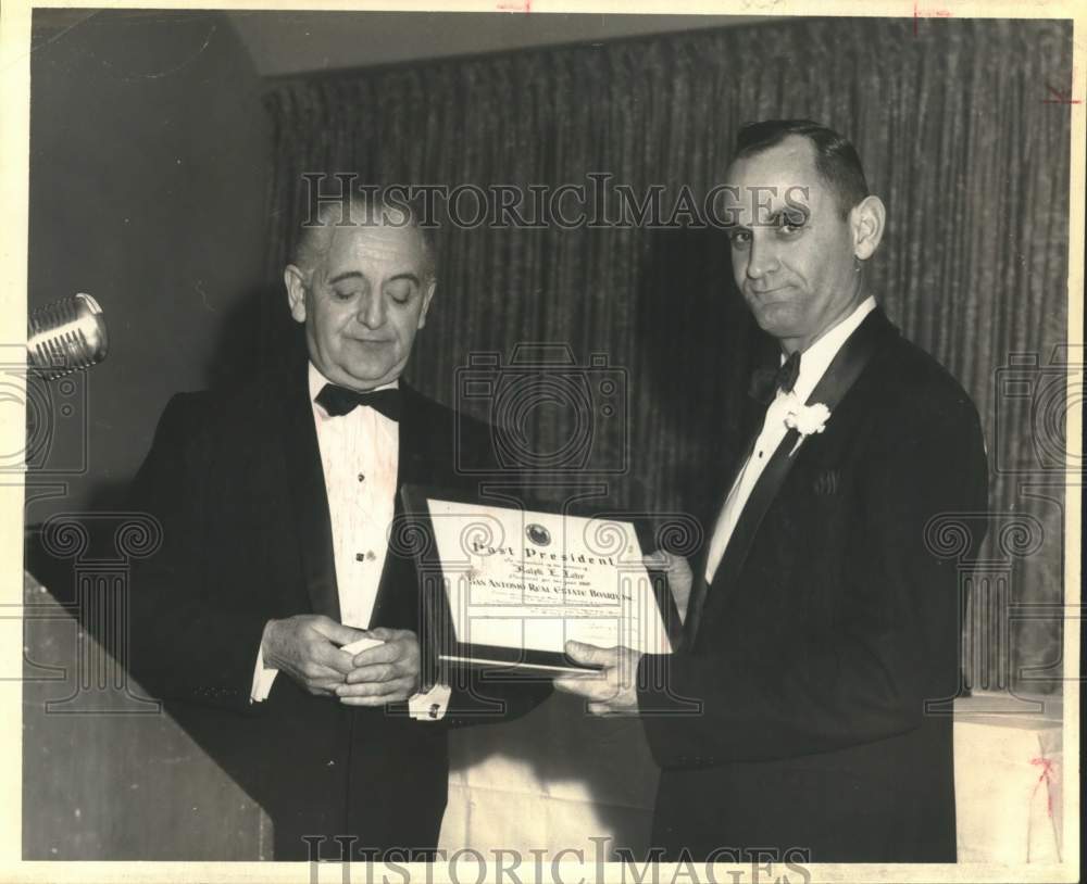 1960 Ralph E. Lehr, Right, Accepts Past President Certificate-Historic Images