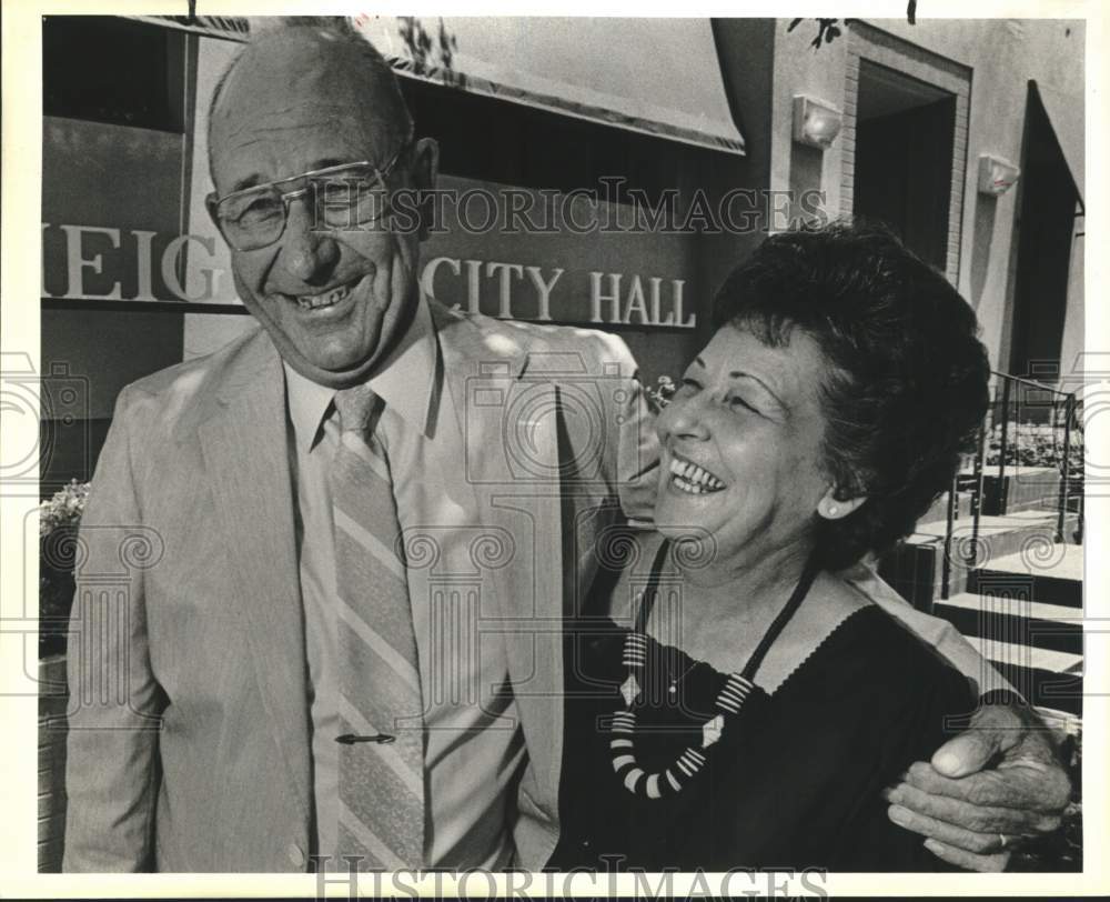 1987 Chester Lamberth, Retired From Alamo Heights Police, With Wife-Historic Images