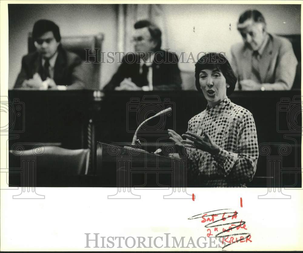 1987 Cyndi Krier speaks at Education Rally in Austin, Texas-Historic Images