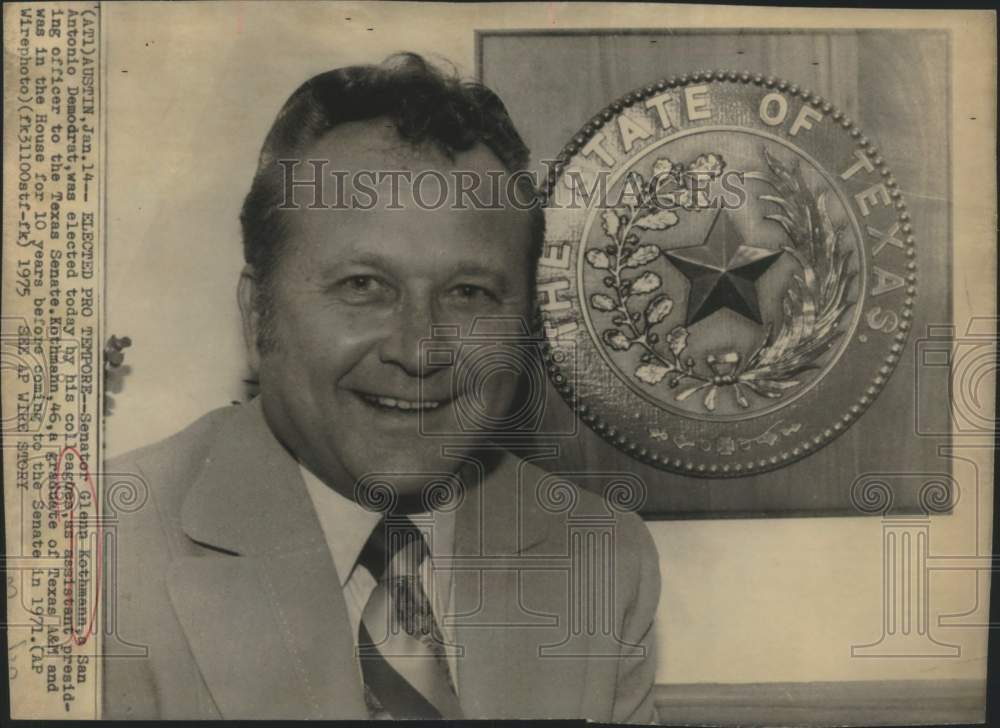 1975 Texas Senator Glenn Kothmann elected Pro Tempore in Austin.-Historic Images