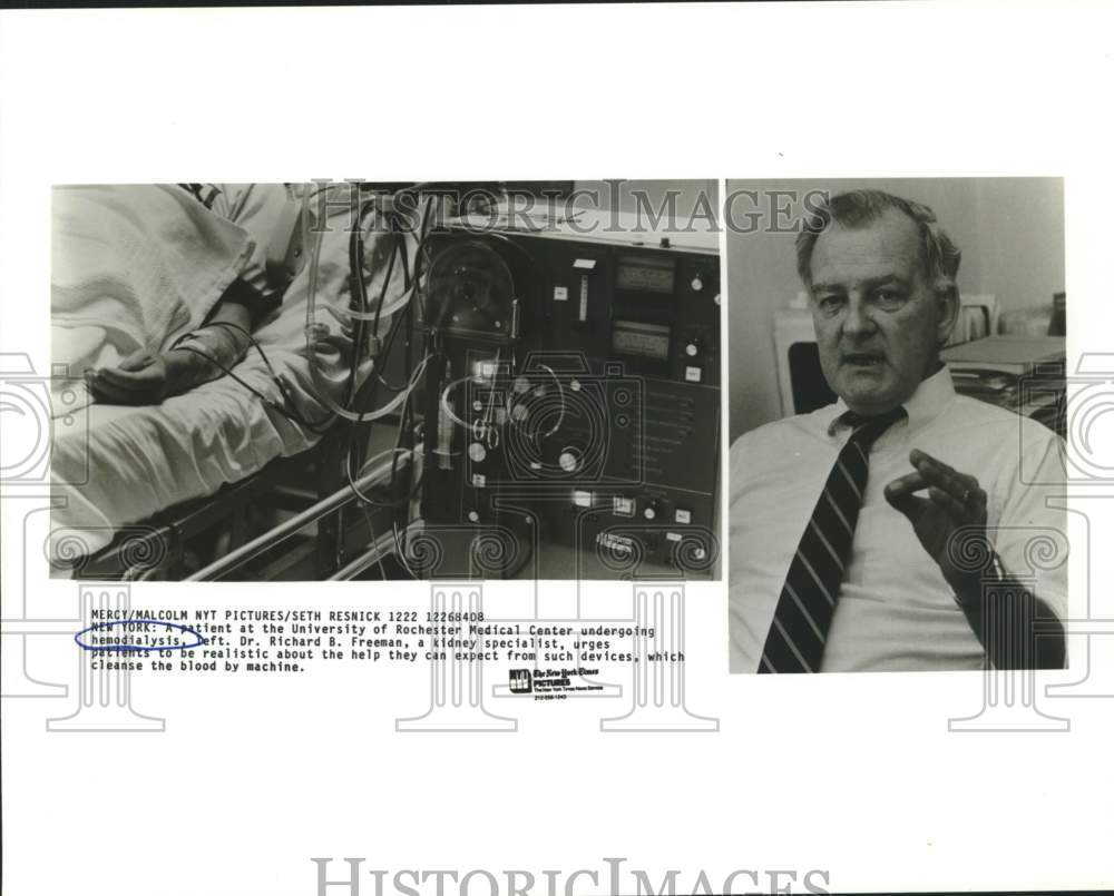 1984 Hemodialysis patient and Dr. Richard Freeman explains procedure-Historic Images