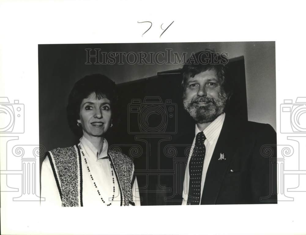 1987 Mary Rauch and John Larcade at Arts High School meeting, Texas-Historic Images