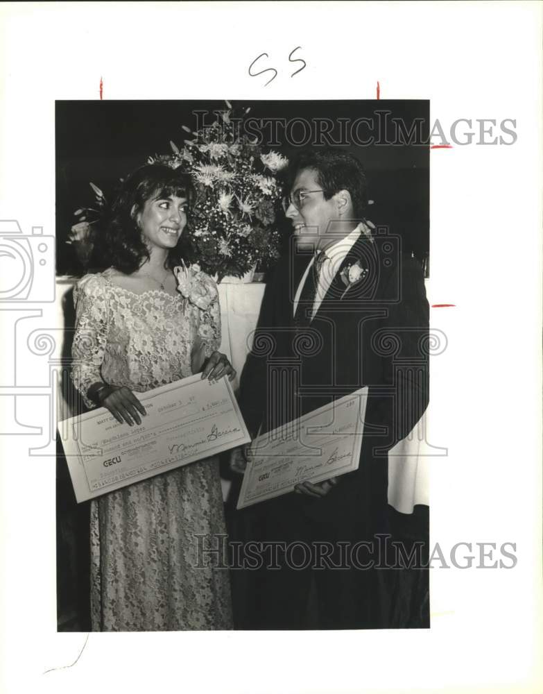 1987 San Antonio scholarships for Magdalena Lopez &amp; Vincent Lazaro-Historic Images