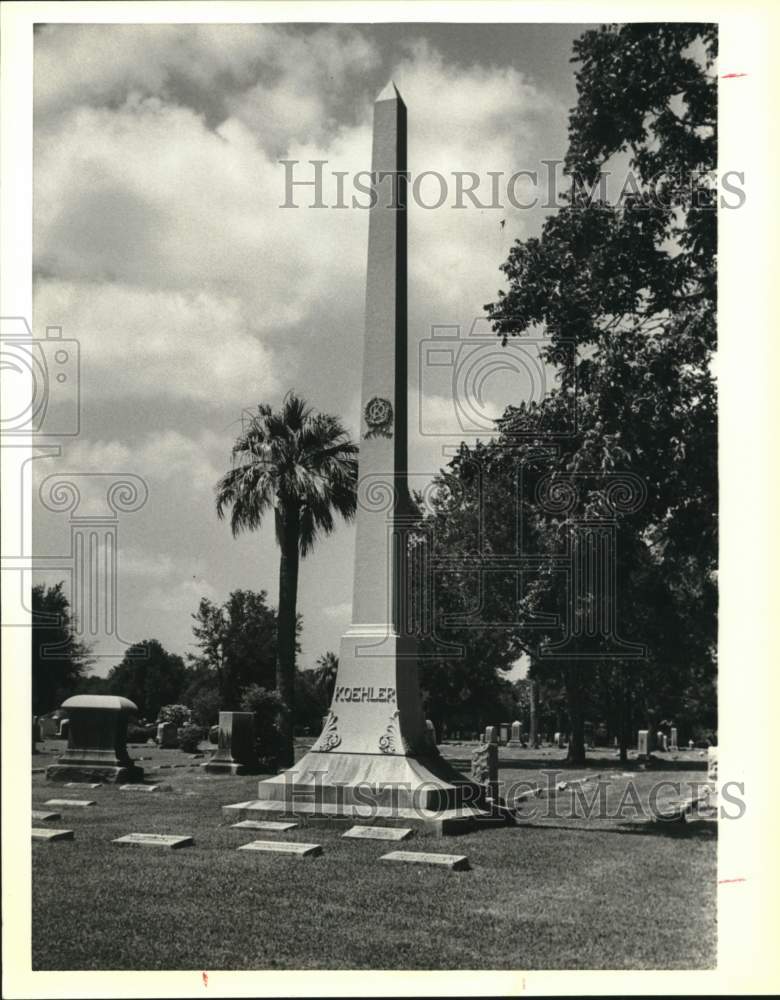 1988 Monument of Otto Koehler Sr., Mission Burial Park South, Texas-Historic Images