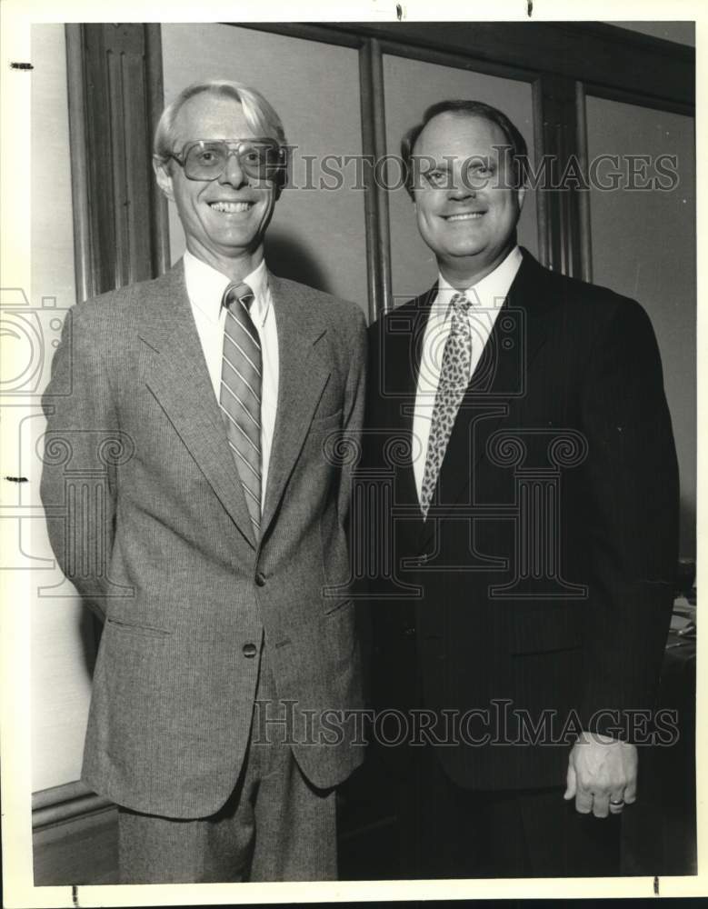 1990 Sam Kirkpatrick and Dr. Mark Allen attend fall lecture-Historic Images