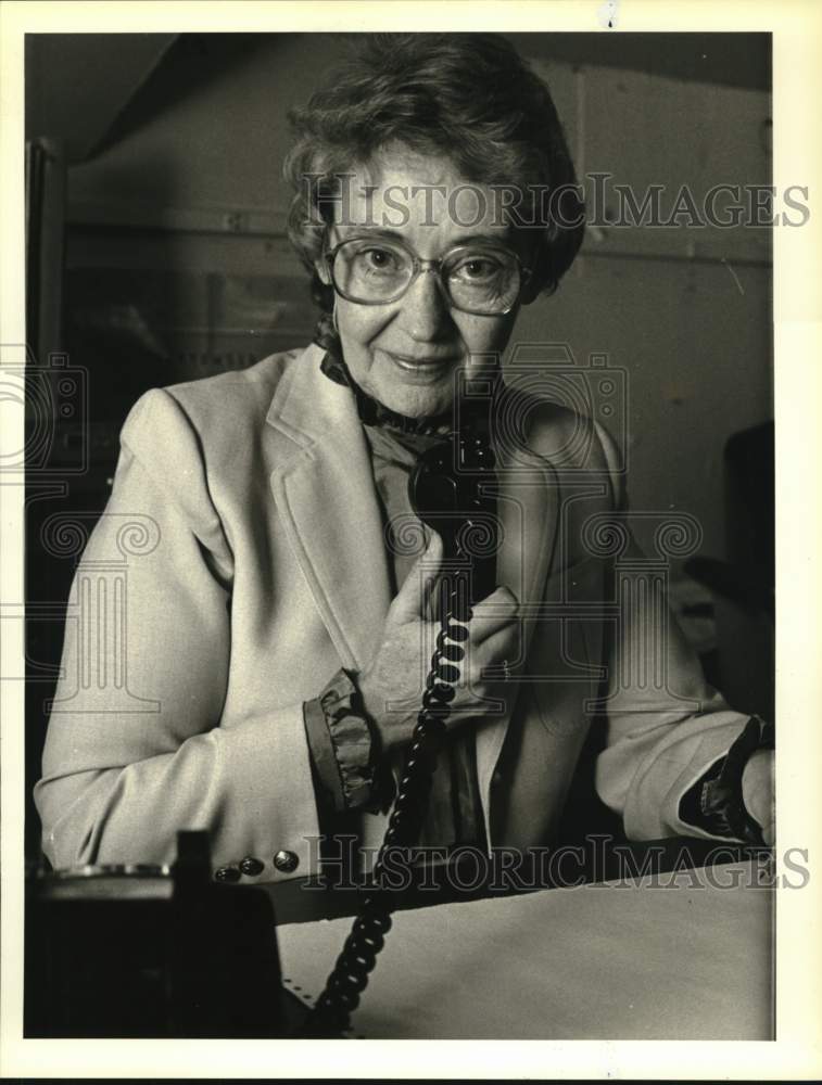 1984 Harriet Thayer, Wearing a Special Hearing aid-Historic Images