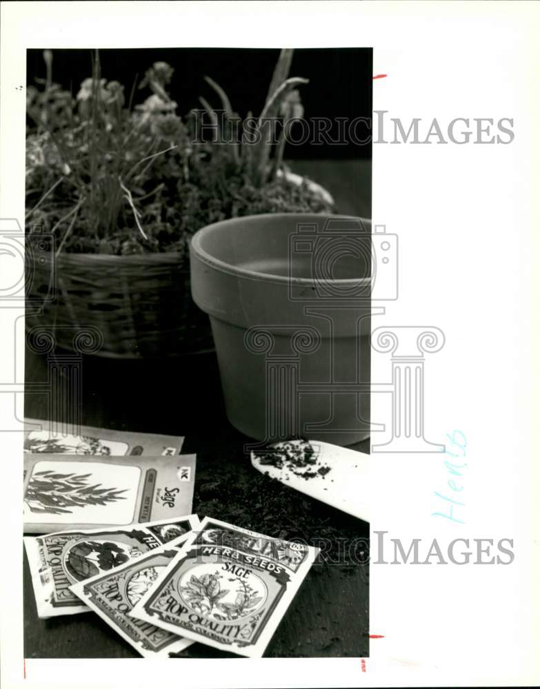 Packets of herb seeds-Historic Images