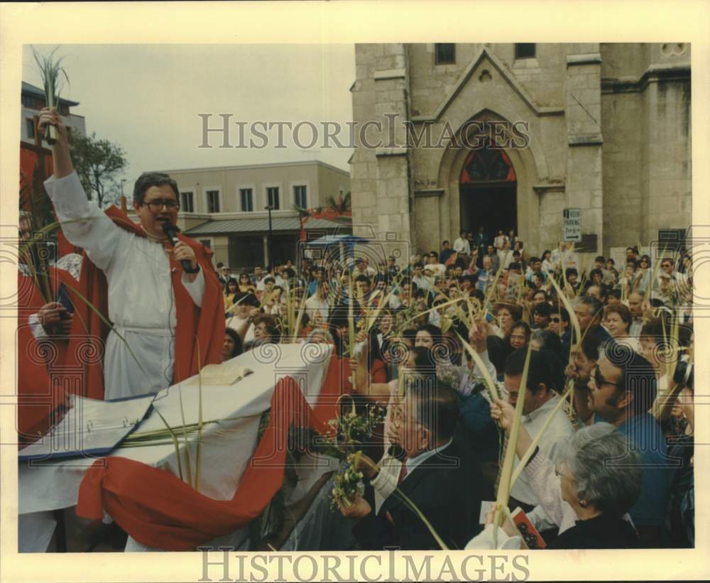 1991 Reverend Virgin Elizondo at Blessings of Palms Mass-Historic Images