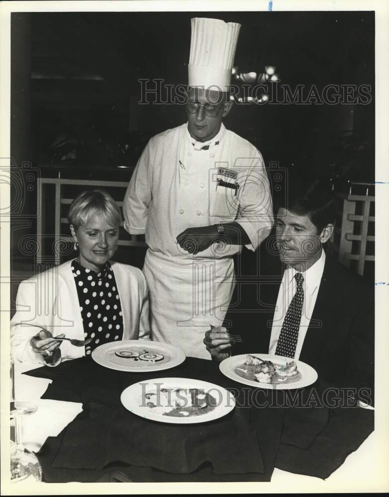 1989 Pat & Dr. David McInnis tasting for Crystal Ball & Chef Durante-Historic Images
