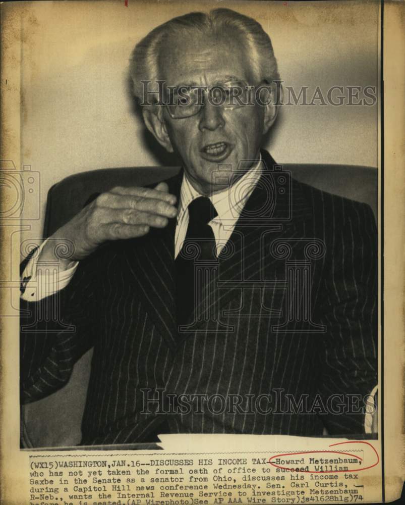 1974 Howard Metzenbaum during Capitol Hill news conference.-Historic Images