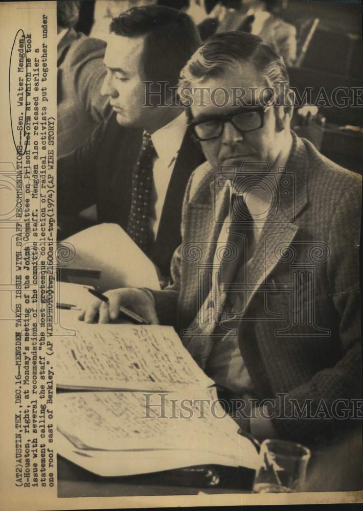 1974 Senator Walter Mengden at Joint Committee meeting in Austin, TX-Historic Images