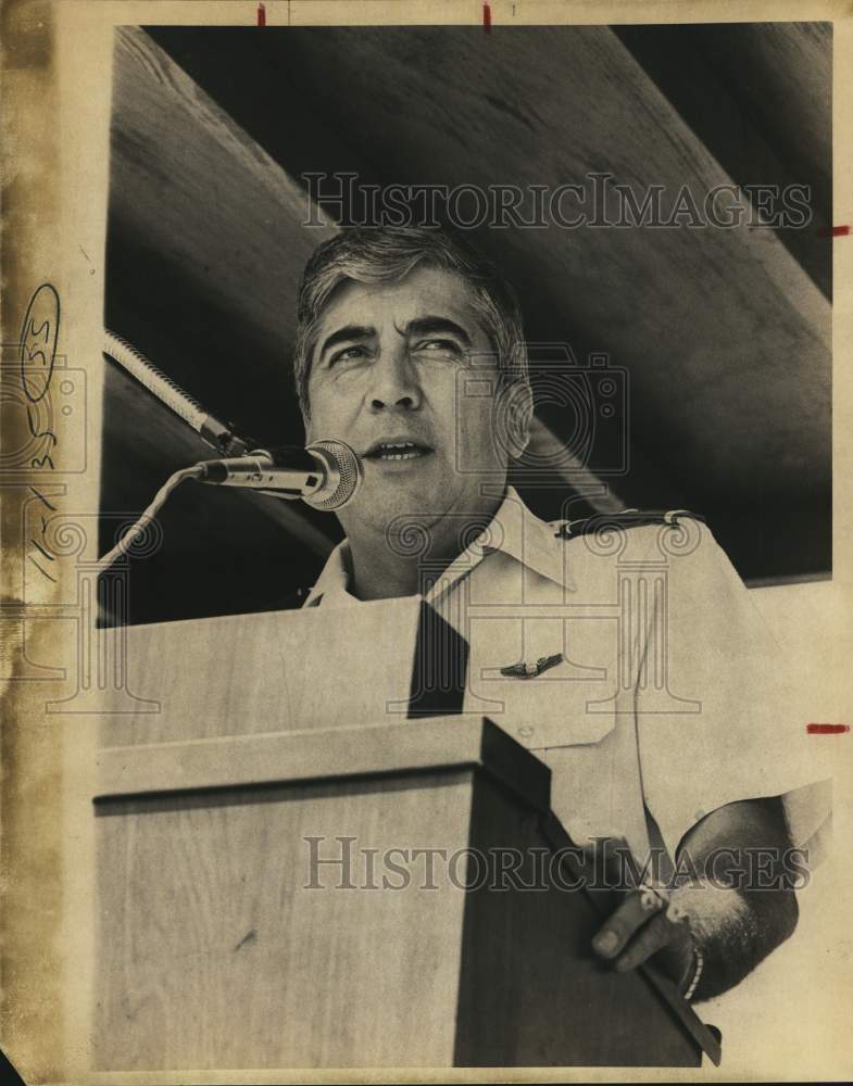 1979 Brigadier General Leo Marquez addresses audience-Historic Images