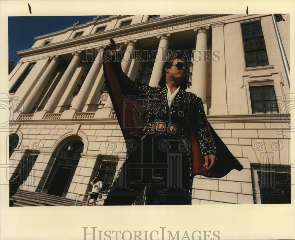 1993 Elvis illusionist Johnny Rock, Texas-Historic Images