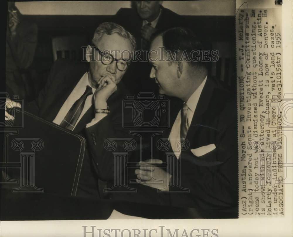 1955 T. J. McLarty with his attorney responding to subpoena, Texas-Historic Images