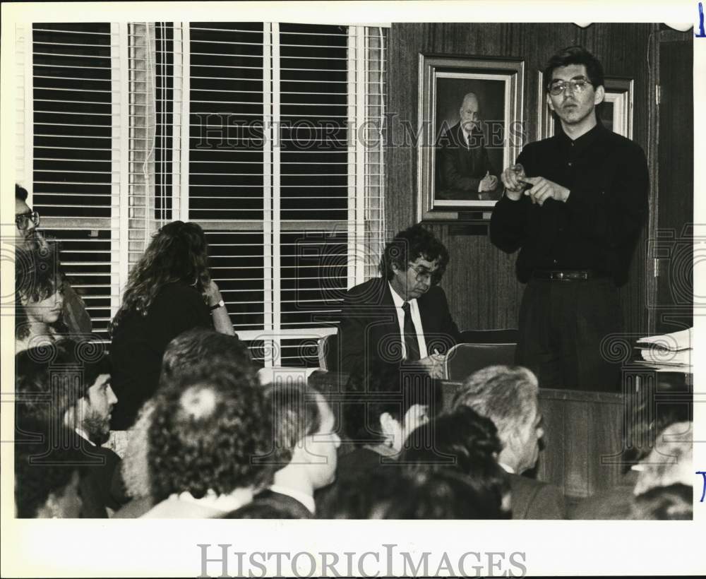 1990 Interpreter For Deaf Students, San Antonio School Board Meeting-Historic Images