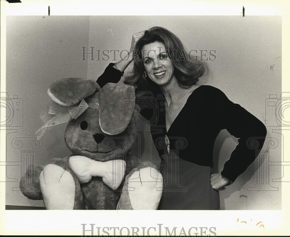 1981 Debbie Menger Poses With Giant Stuffed Rabbit-Historic Images