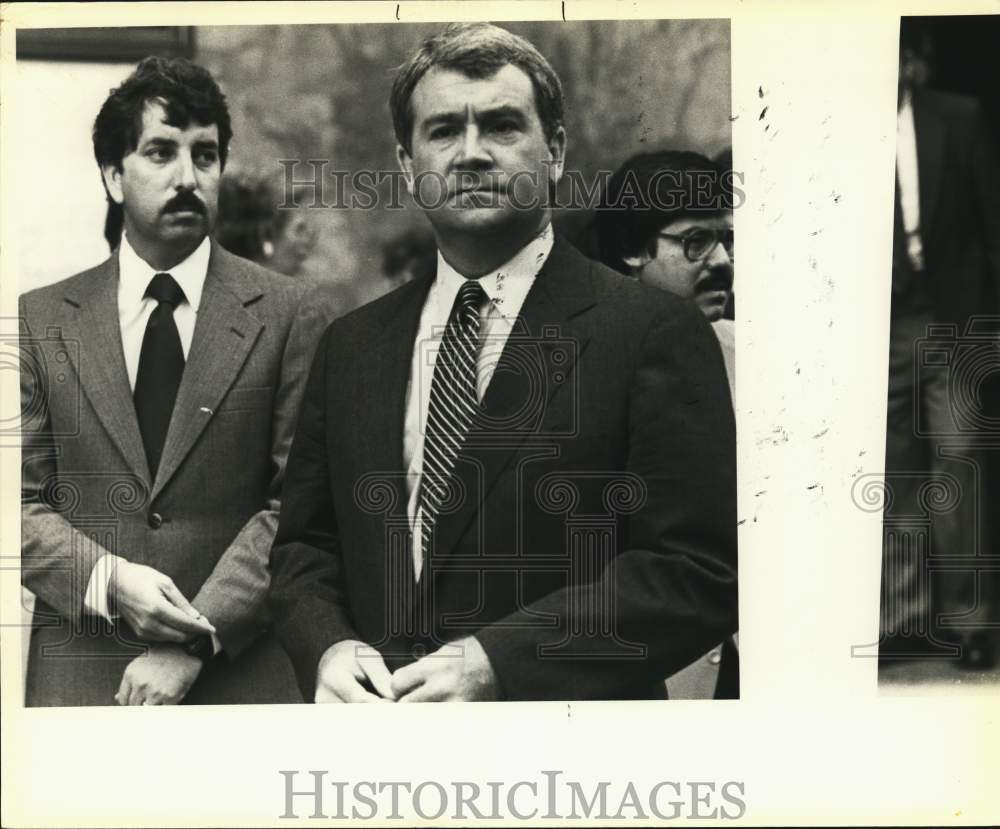 1983 Jim Mattox and gentleman at Matt Garcia's Funeral, Texas-Historic Images