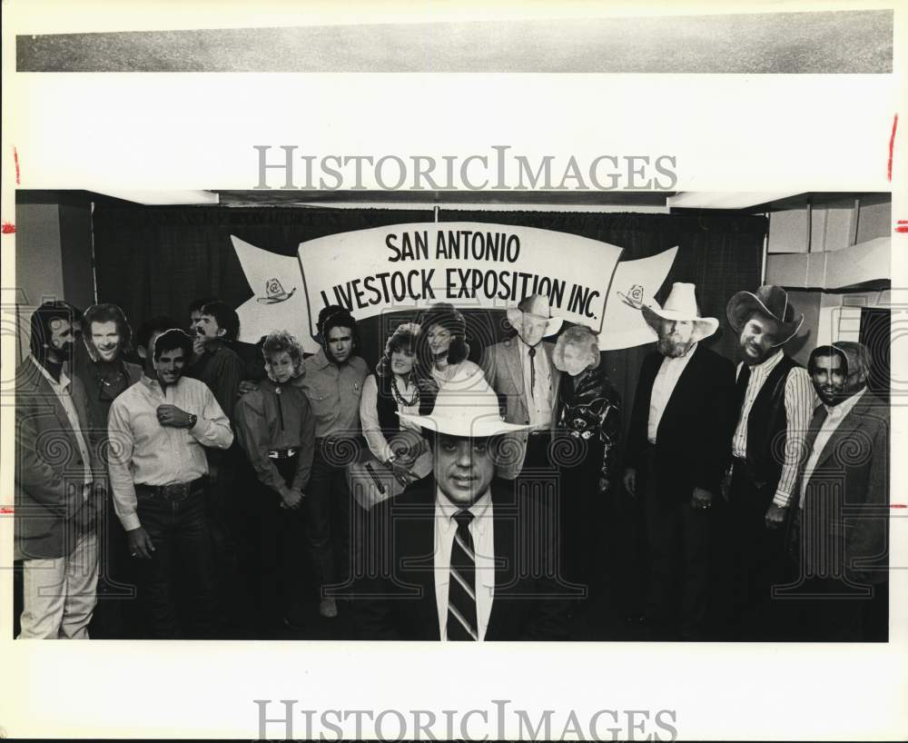 1988 R. Keith Martin, Stock Show President, announces Rodeo stars-Historic Images