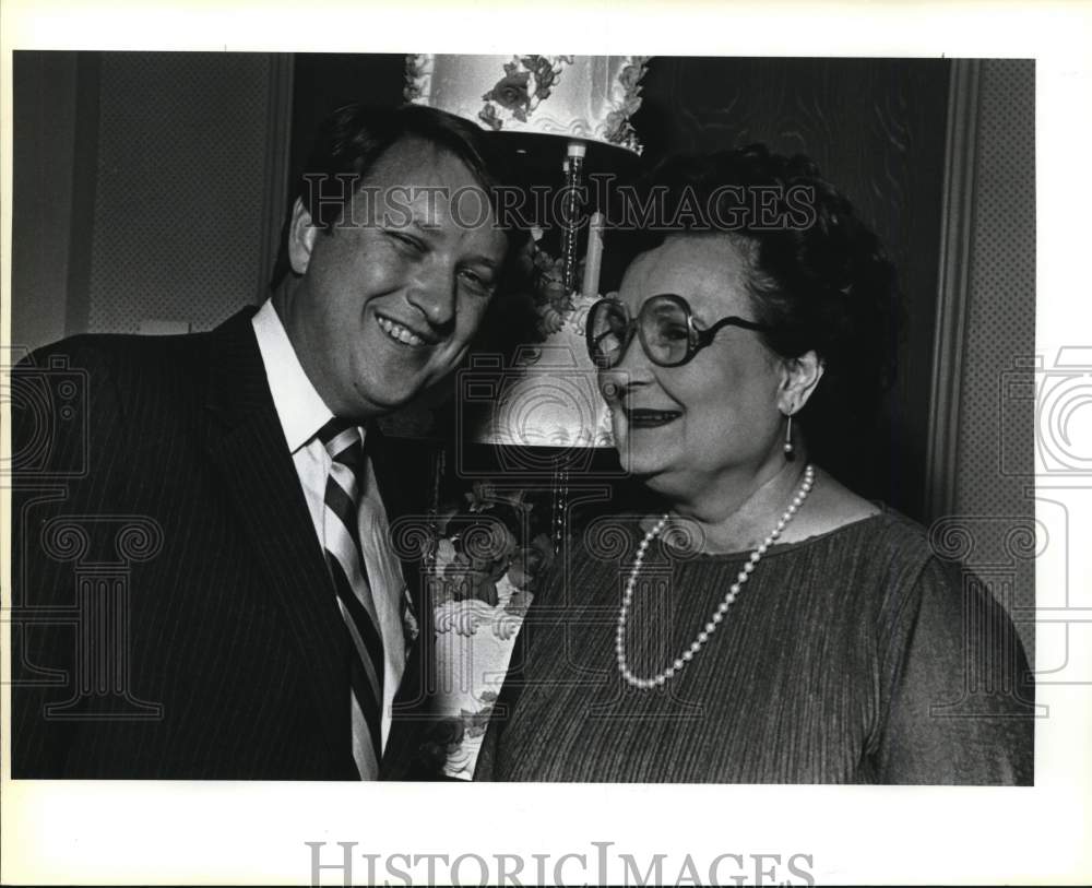 1984 Jim Manion and Lila Cockrell attend Gunter Hotel&#39;s celebration-Historic Images