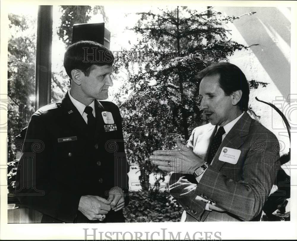 1989 Jim Maxwell and Kenneth Thompson attend United Way meeting-Historic Images