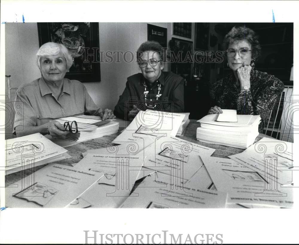 1992 Jean McCarty and Academy of Learning workers mail catalogs-Historic Images