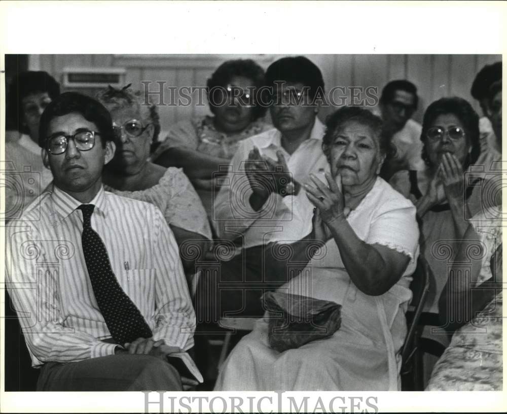 1985 Walter Martinez and crowd at COPS meeting, Texas-Historic Images