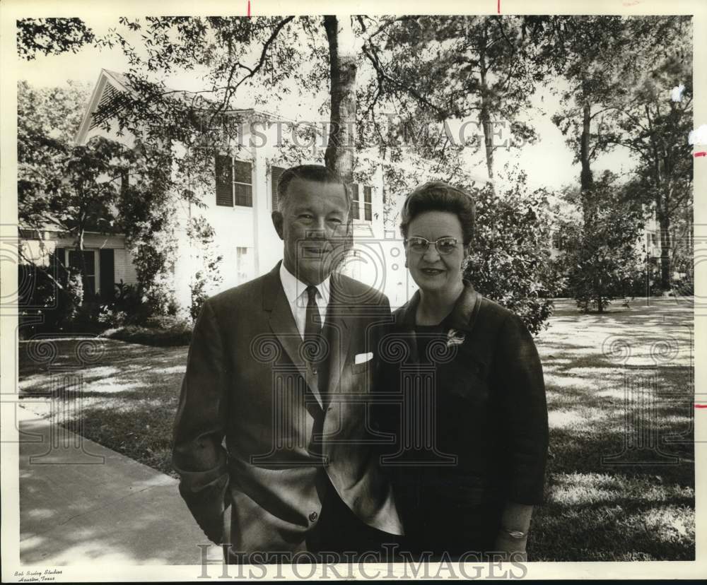 Continental Oil Company retiring Leonard McCollum pictured with wife-Historic Images