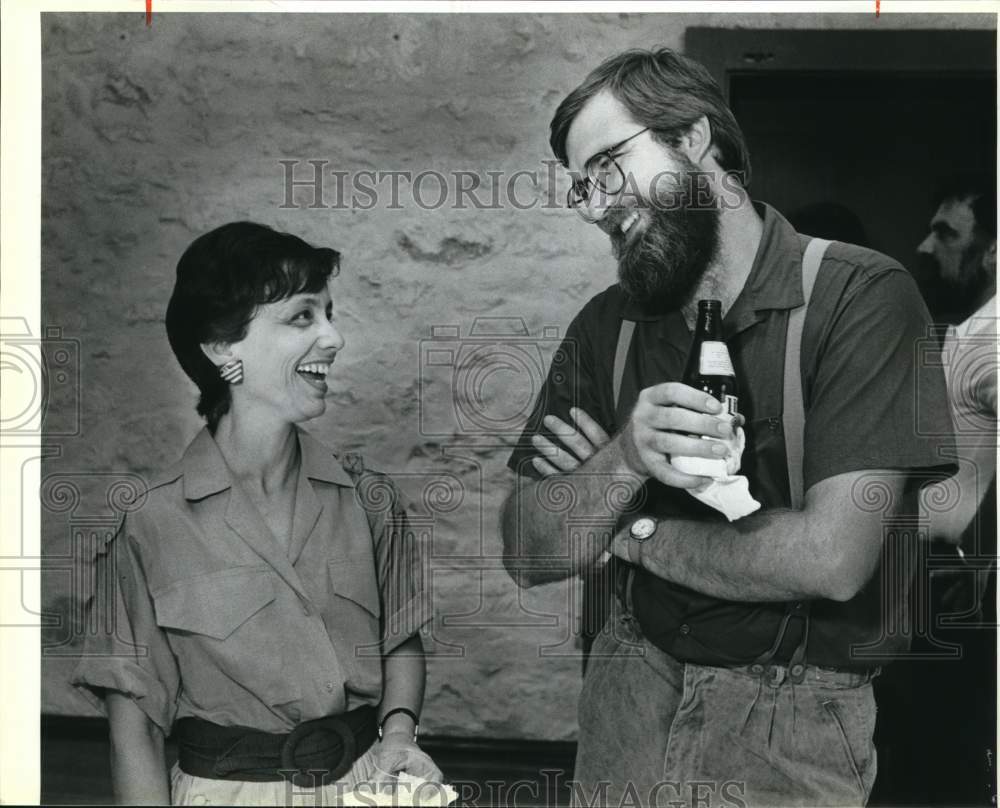 1986 Artist Pat Flynn (Right) Chats At His Art Show Opening-Historic Images