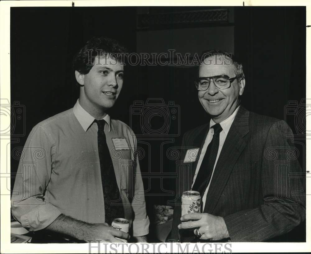 1989 Larry Gay and Phil Matthews attend Hispanic Chamber Mixer-Historic Images