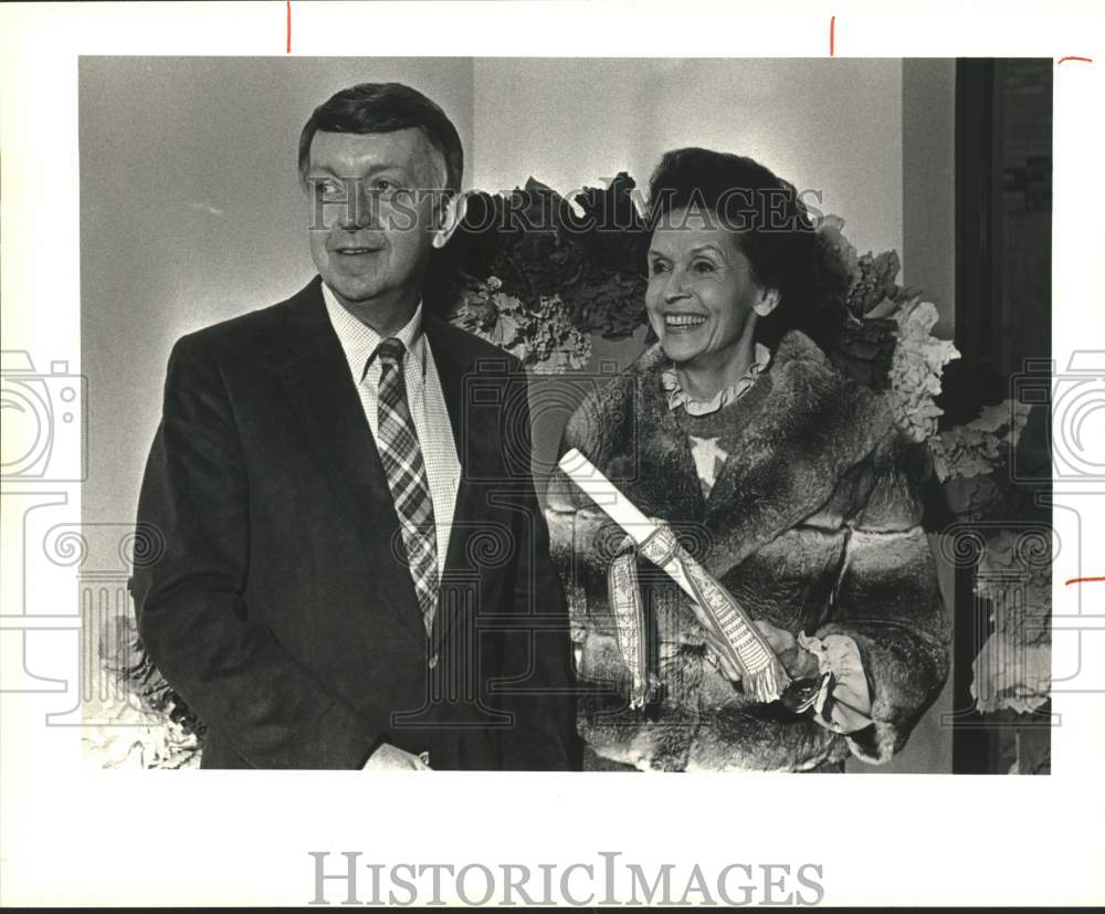 John A. Mahey and Edith holding Mexican Folk Art, Texas-Historic Images