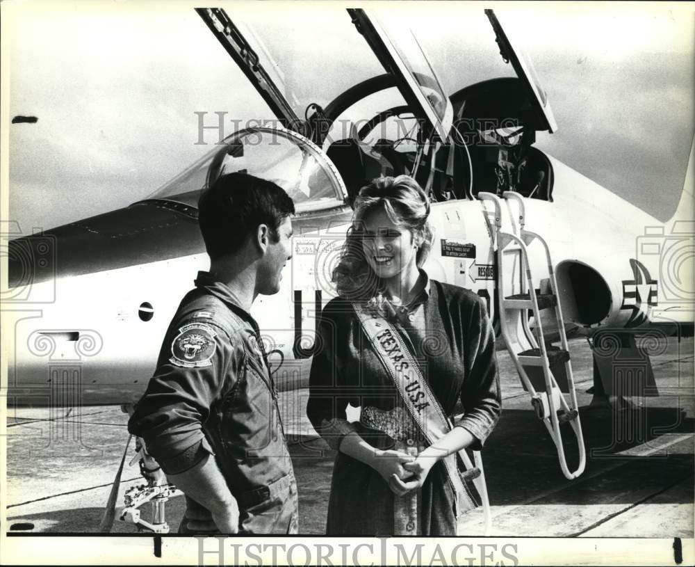 1984 Captain Steve Carey, Miss Texas USA Laura Shaw, Randolph AFB-Historic Images