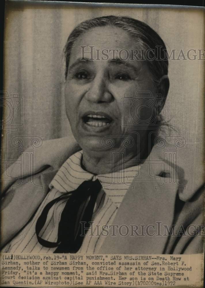 1972 Sirhan Sirhan&#39;s mother talks to reporters-Historic Images