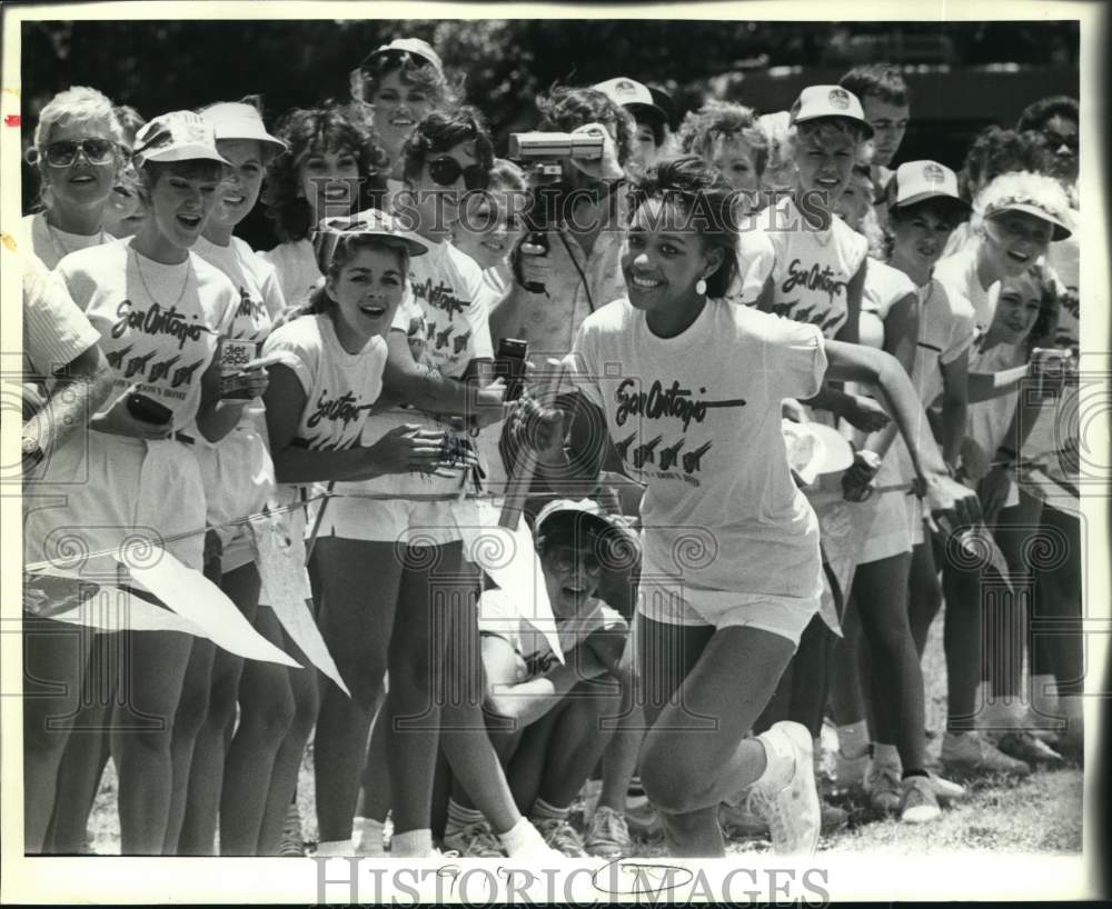 1984 Miss Fort Bend County, Kym Jackson, in relay race-Historic Images