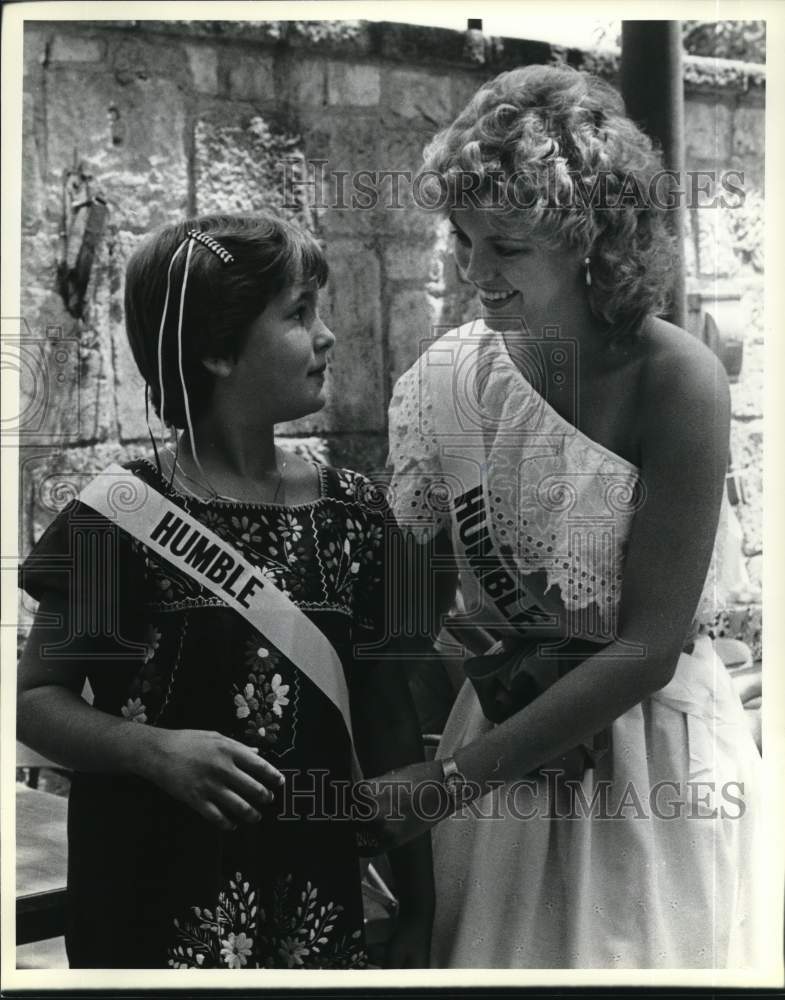 1983 Two Miss Humbles Share Smiles At La Villita, San Antonio-Historic Images