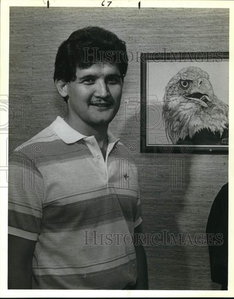 1988 Artist With His Work At Artist&#39;s Alliance Gallery Reception, TX-Historic Images