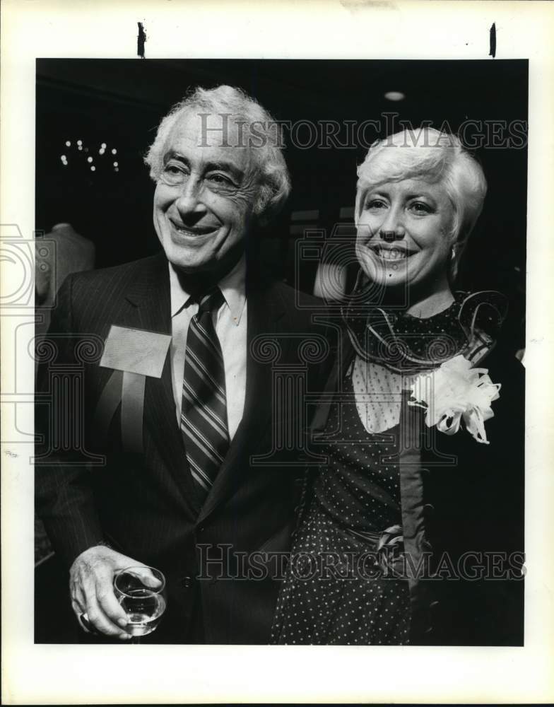 1983 Bill Sinkin, Jane Macon attend Macon Party at Frost Bank, Texas-Historic Images