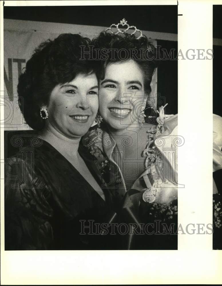 1988 Annette Rodriguez, Miss Fiesta, with her mother Alicia, Texas-Historic Images