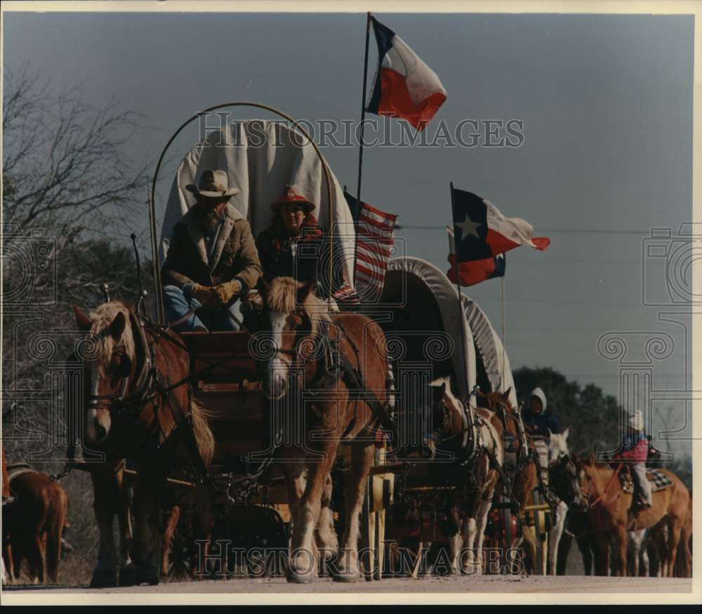 1989 Press Photo San Antonio Stock Show &amp; Rodeo Mesquite Trail Ride - saa57004- Historic Images
