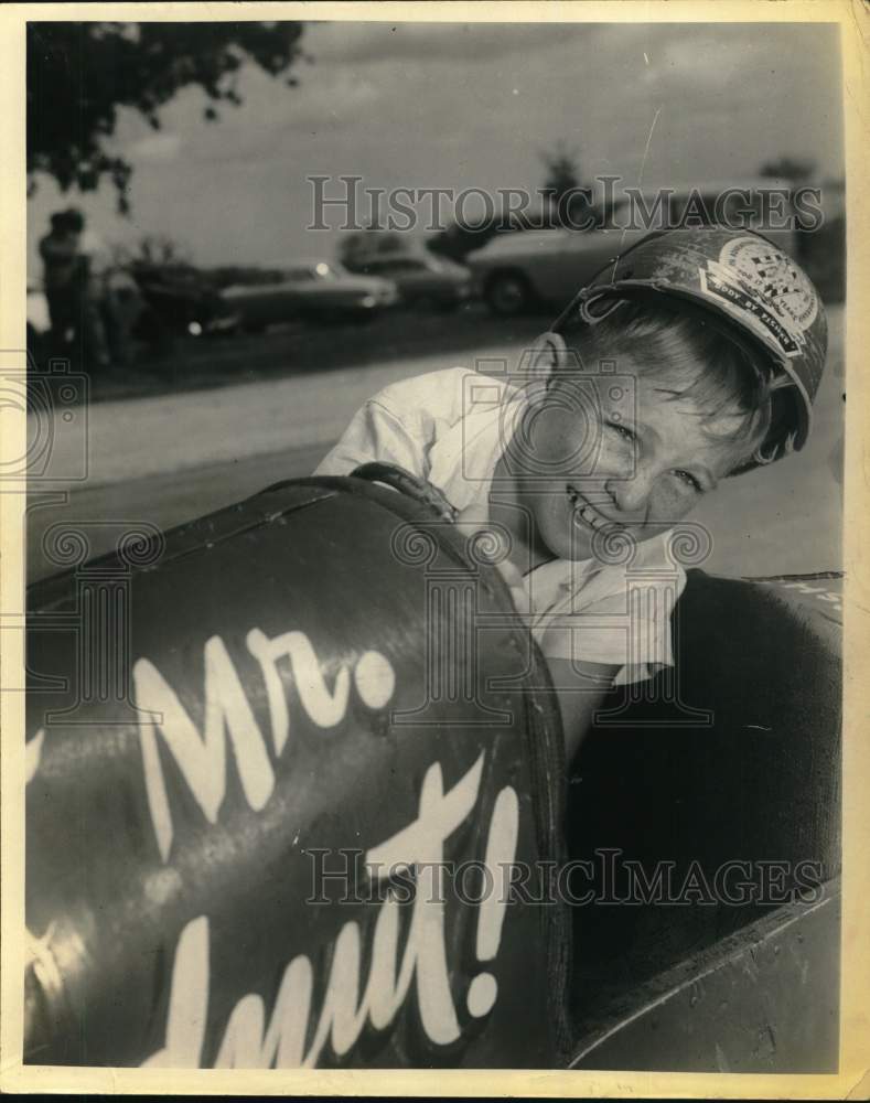 Press Photo Young boy racing in Soap Box Derby, Texas - saa59337 - Historic Images